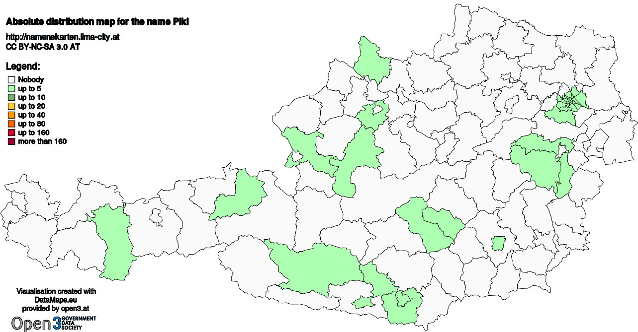 Absolute Distribution maps for surname Pikl