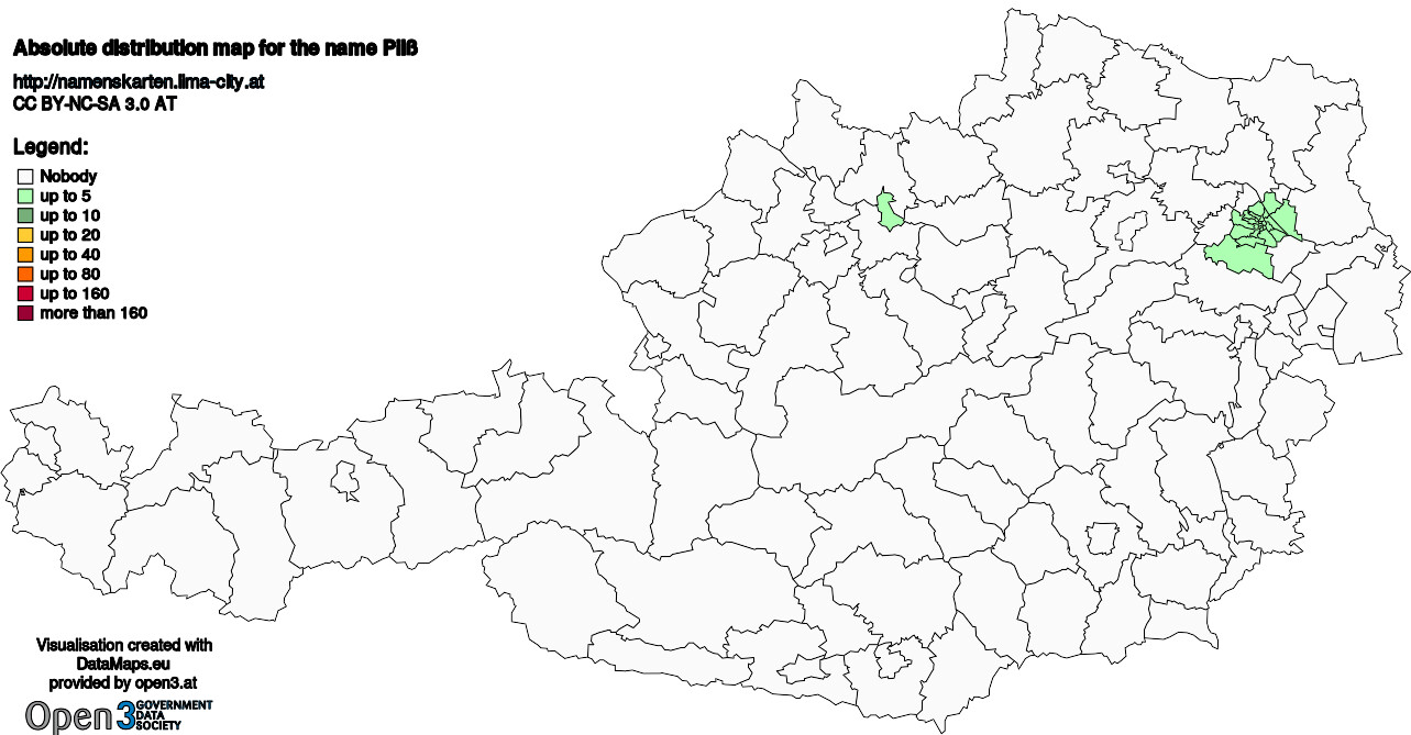 Absolute Distribution maps for surname Pilß