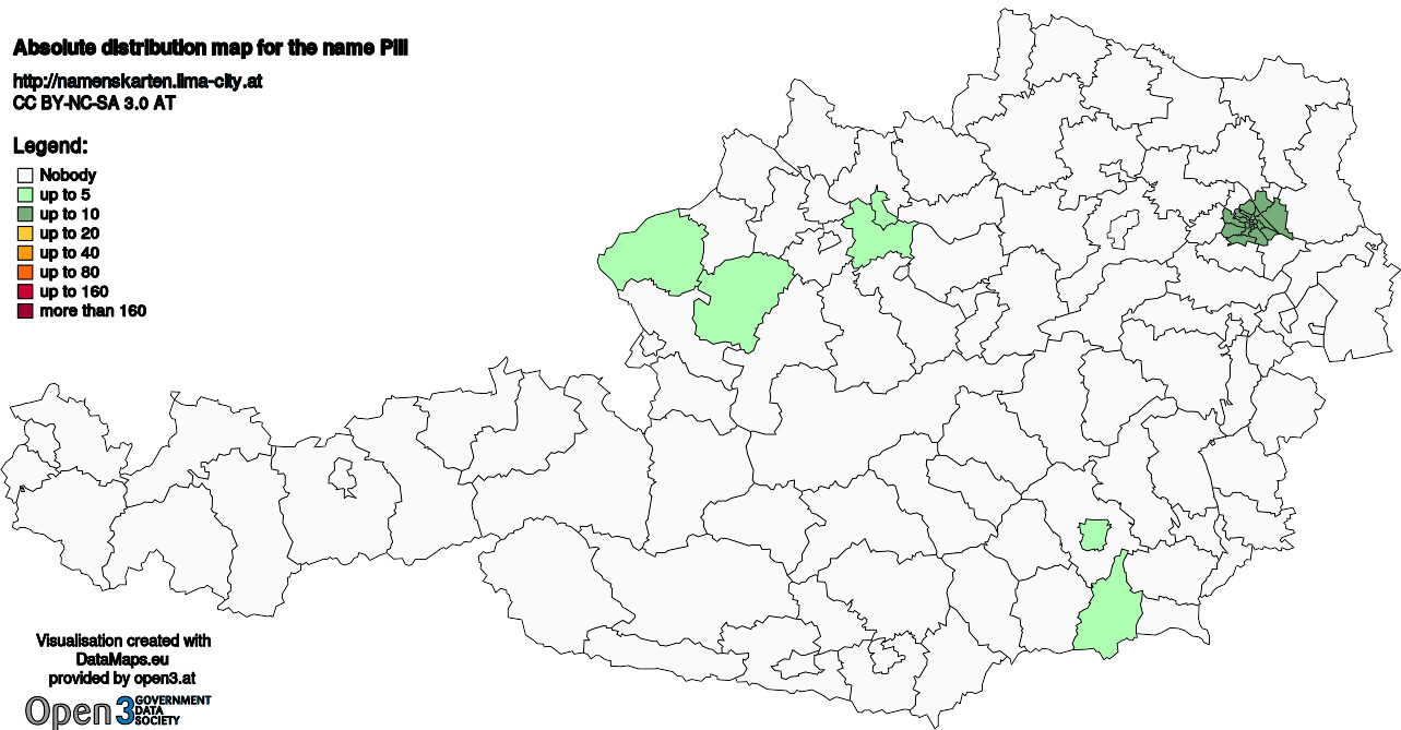 Absolute Distribution maps for surname Pill