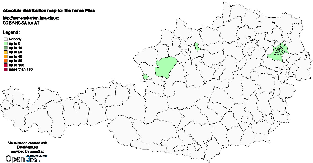 Absolute Distribution maps for surname Pilss