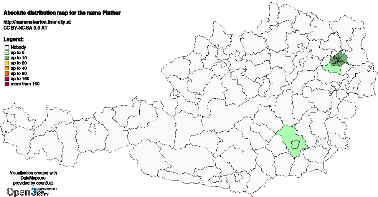 Absolute Distribution maps for surname Pinther