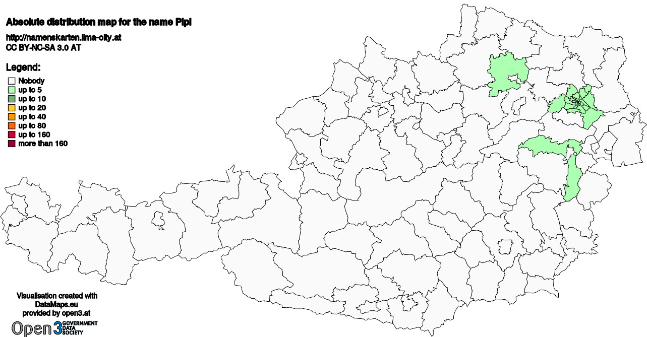 Absolute Distribution maps for surname Pipl