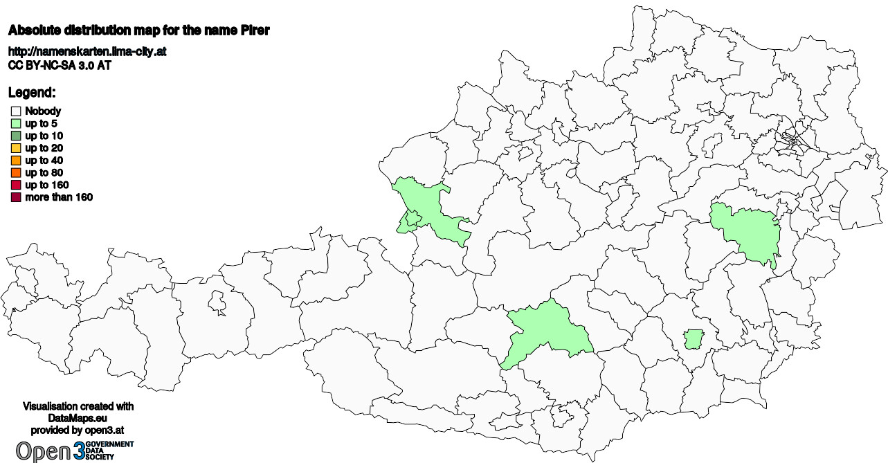 Absolute Distribution maps for surname Pirer