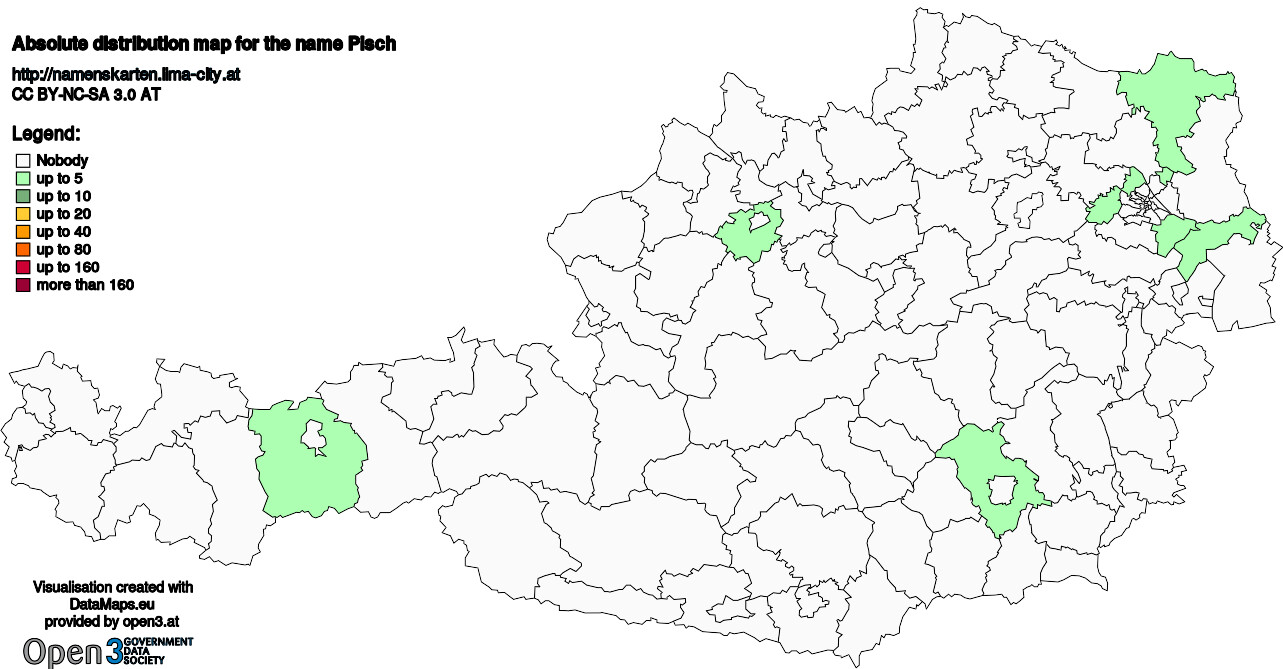 Absolute Distribution maps for surname Pisch