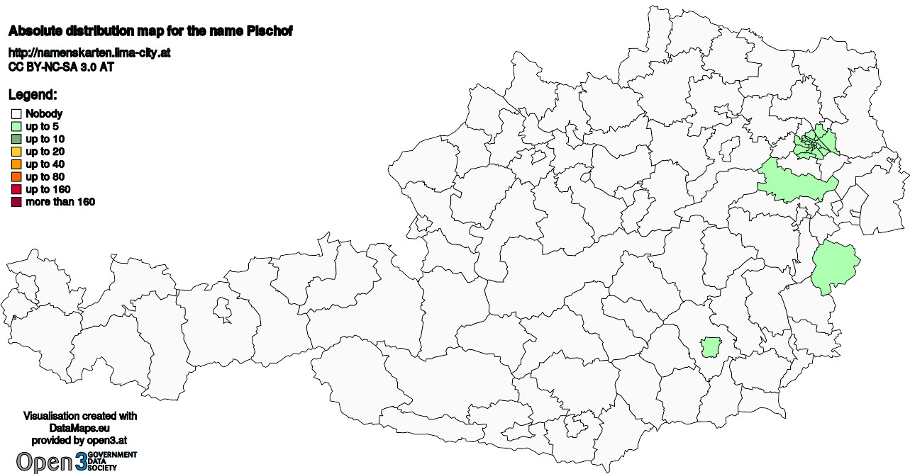 Absolute Distribution maps for surname Pischof