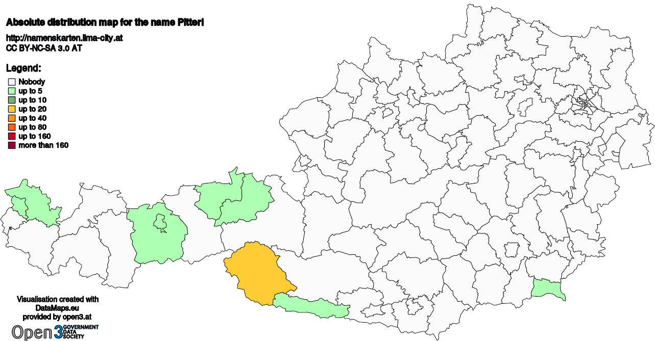 Absolute Distribution maps for surname Pitterl