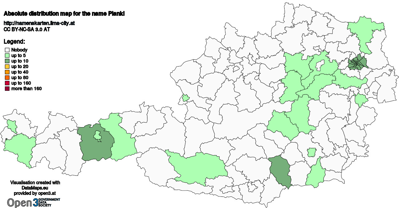 Absolute Distribution maps for surname Plankl
