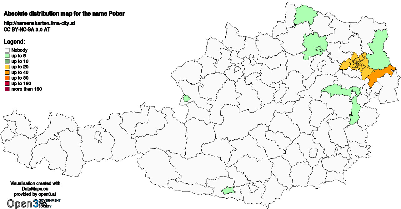 Absolute Distribution maps for surname Pober