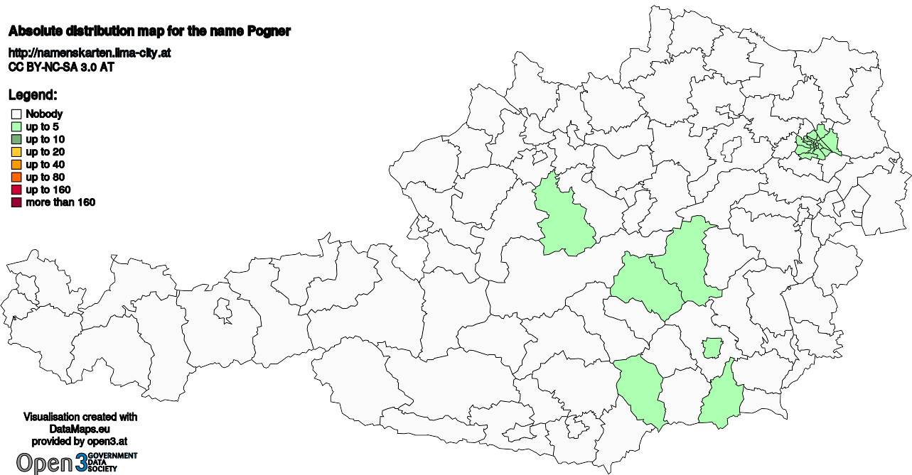 Absolute Distribution maps for surname Pogner