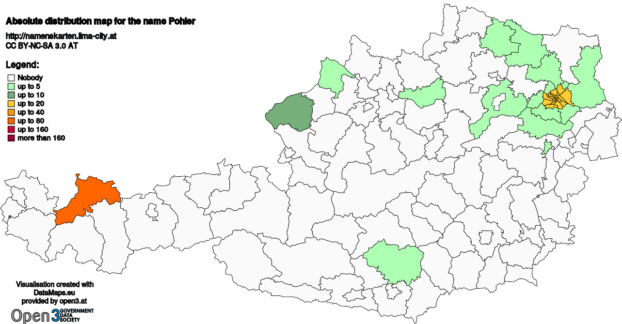 Absolute Distribution maps for surname Pohler