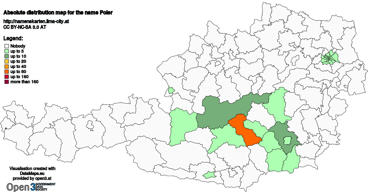 Absolute Distribution maps for surname Poier