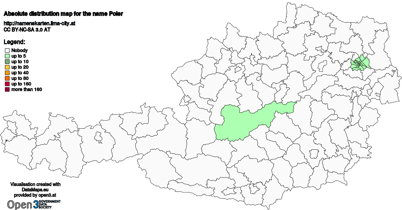 Absolute Distribution maps for surname Poler