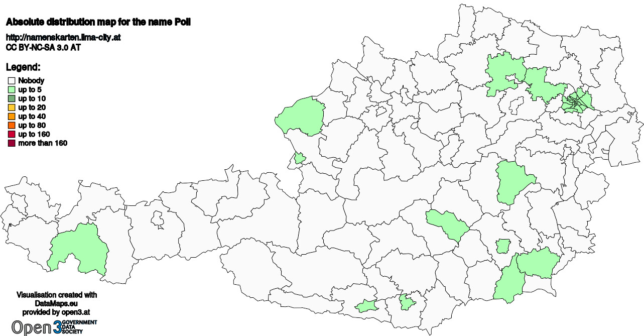 Absolute Distribution maps for surname Poll