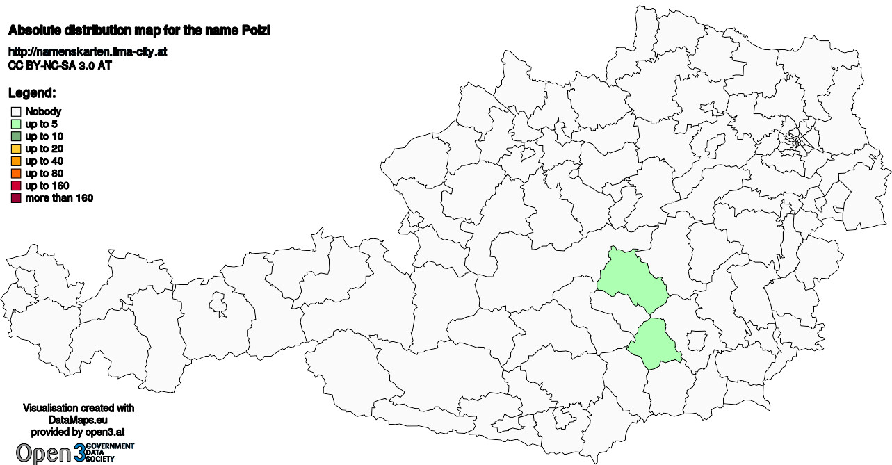 Absolute Distribution maps for surname Polzl