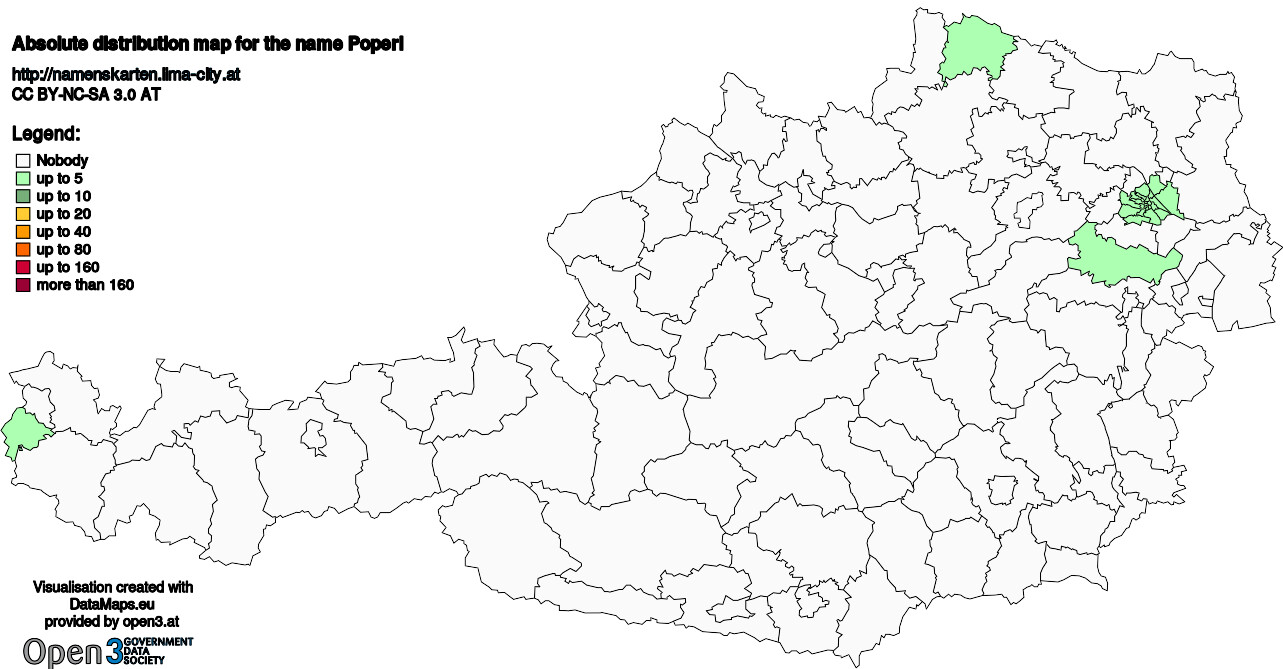 Absolute Distribution maps for surname Poperl