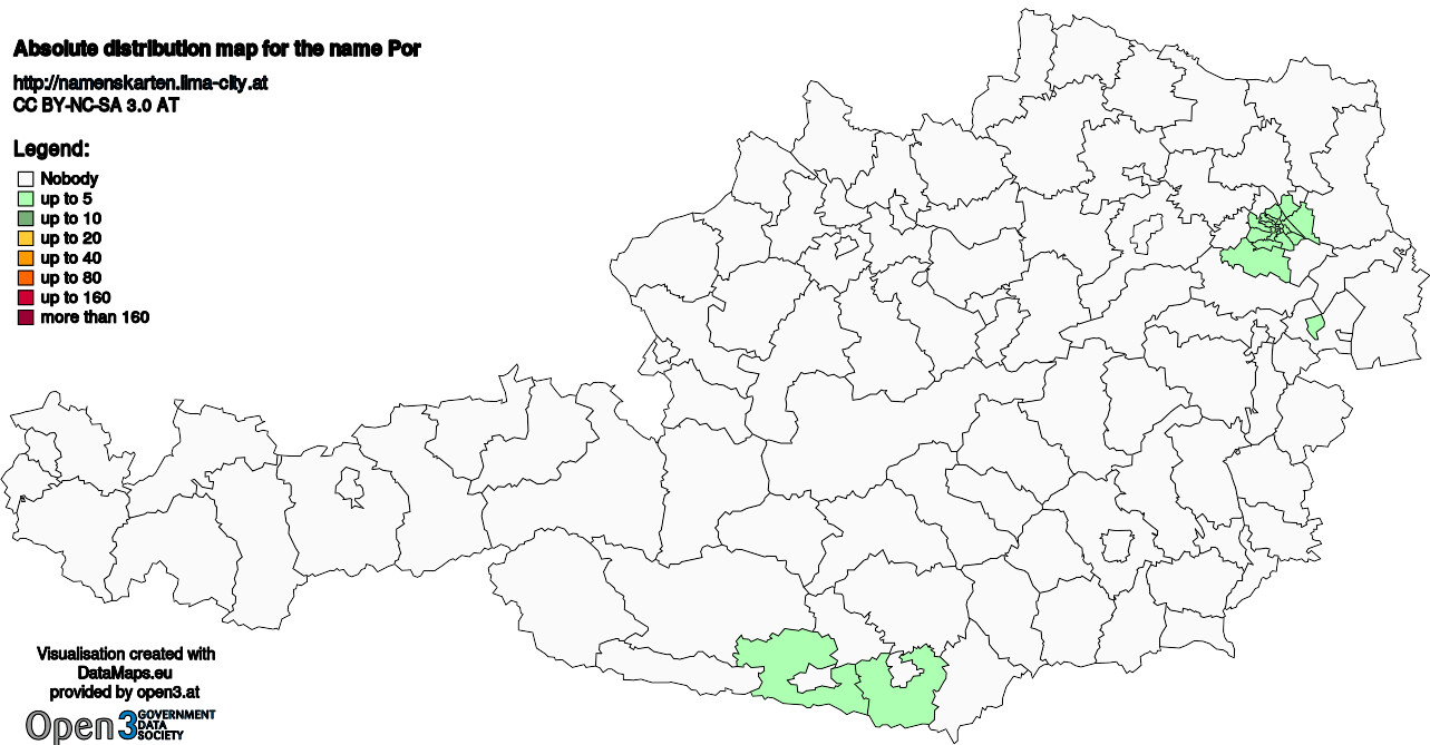 Absolute Distribution maps for surname Por