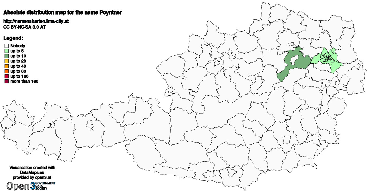 Absolute Distribution maps for surname Poyntner