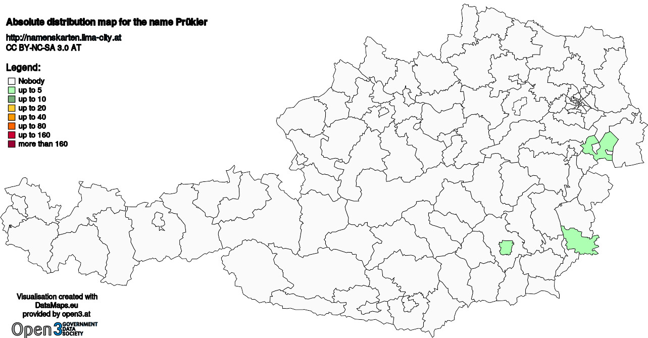 Absolute Distribution maps for surname Prükler