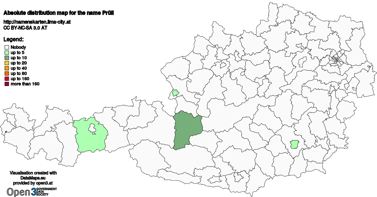 Absolute Distribution maps for surname Prüll