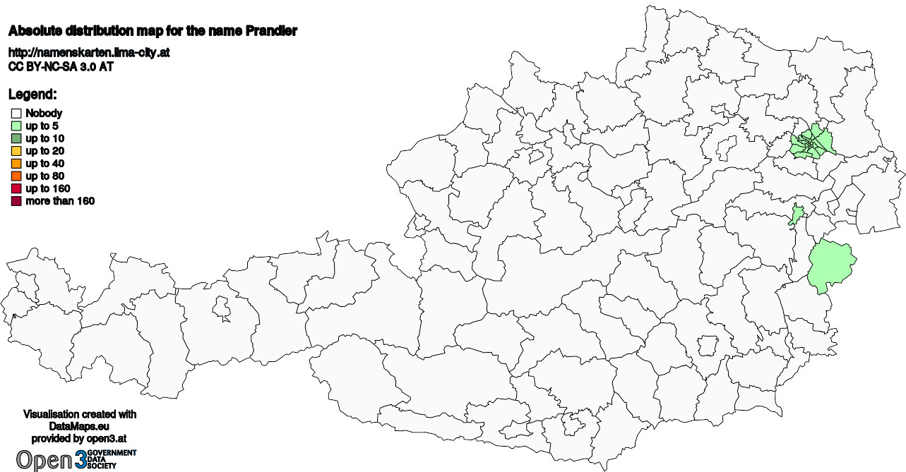 Absolute Distribution maps for surname Prandler