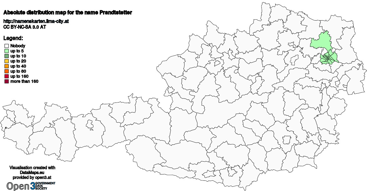 Absolute Distribution maps for surname Prandtstetter
