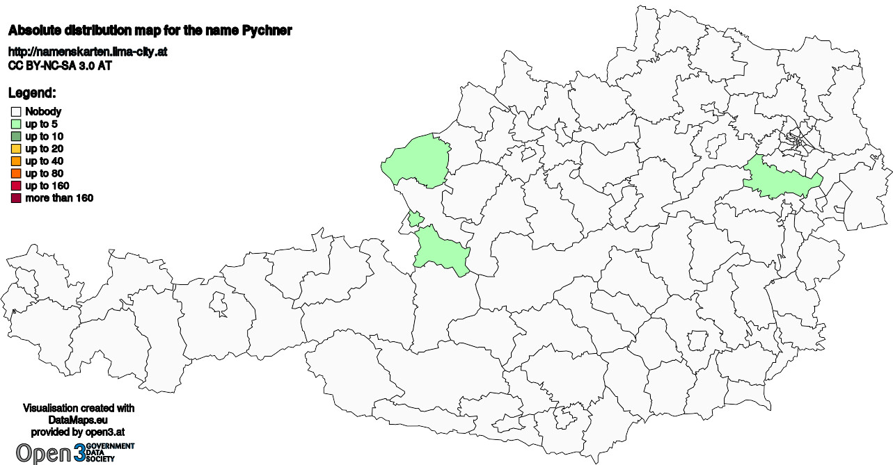 Absolute Distribution maps for surname Pychner