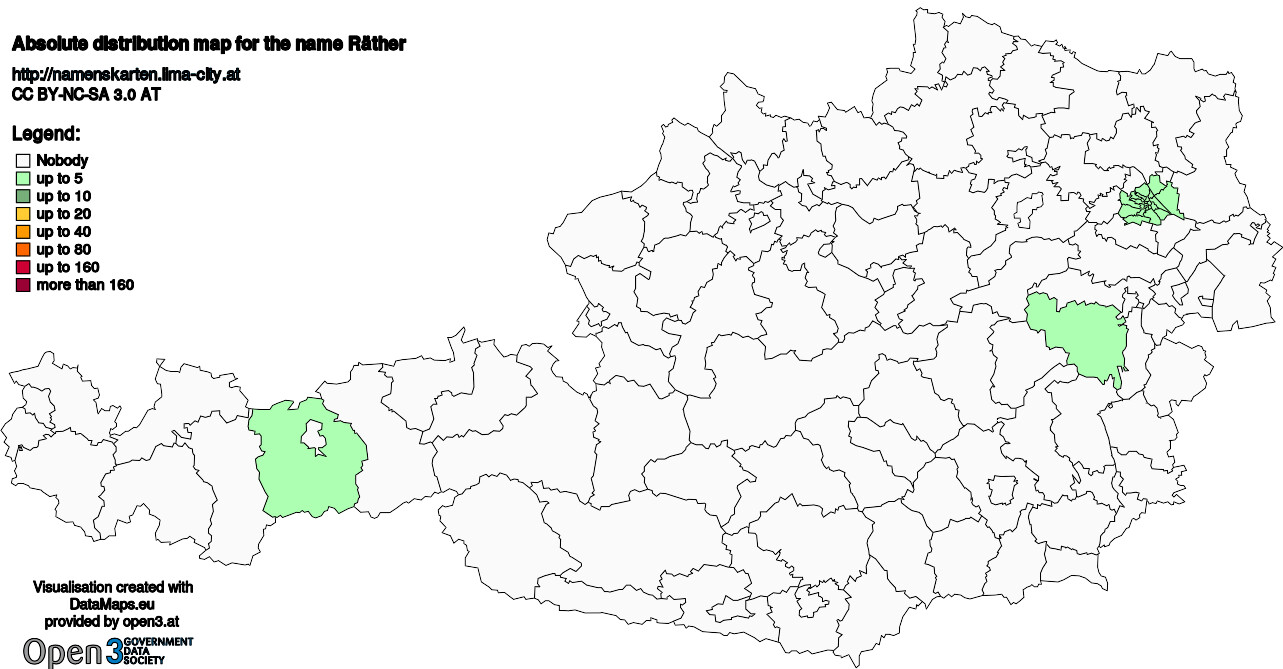 Absolute Distribution maps for surname Räther