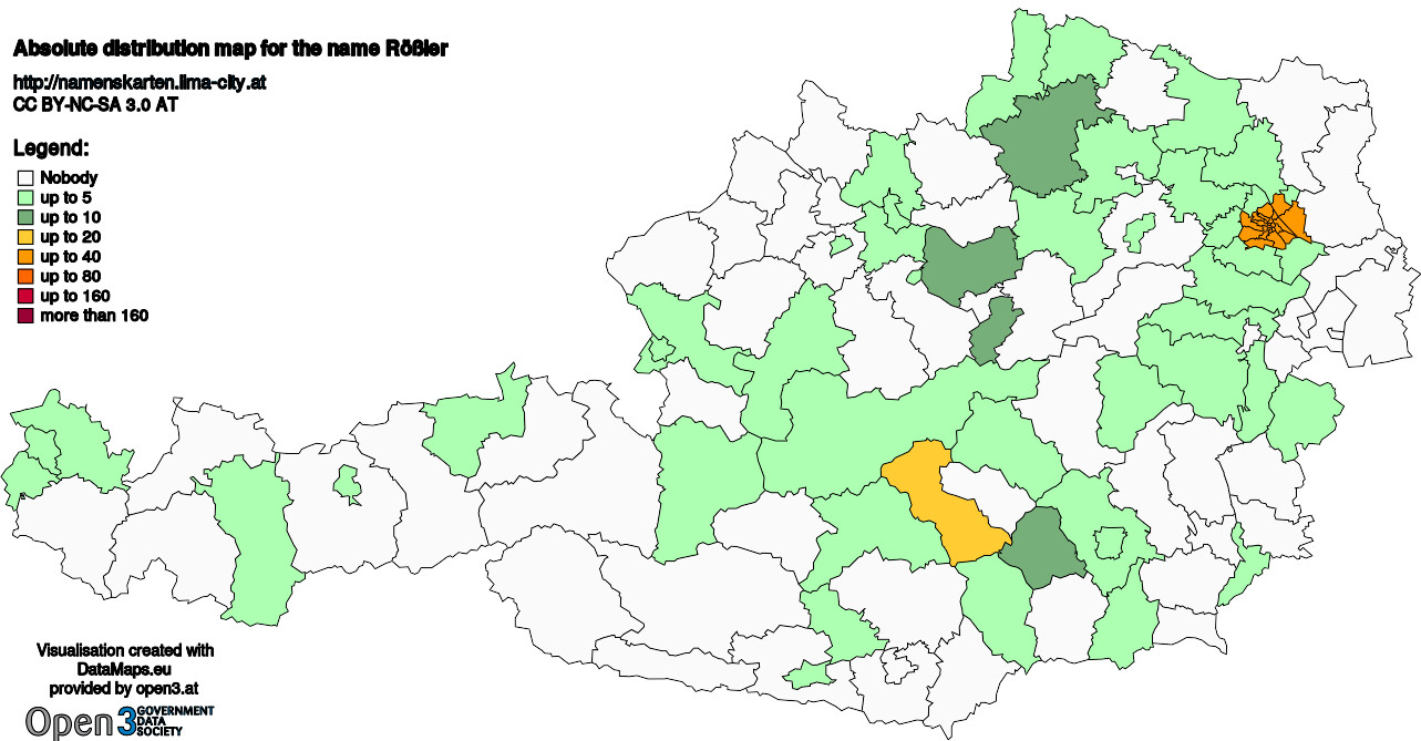 Absolute Distribution maps for surname Rößler