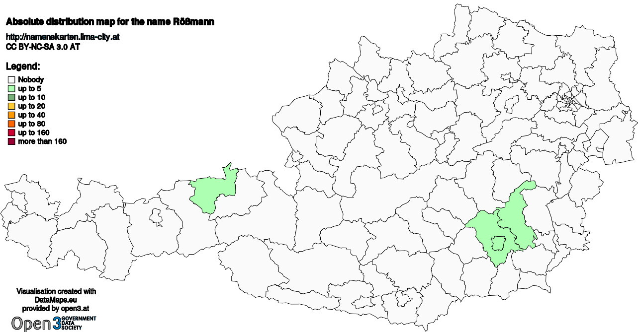 Absolute Distribution maps for surname Rößmann