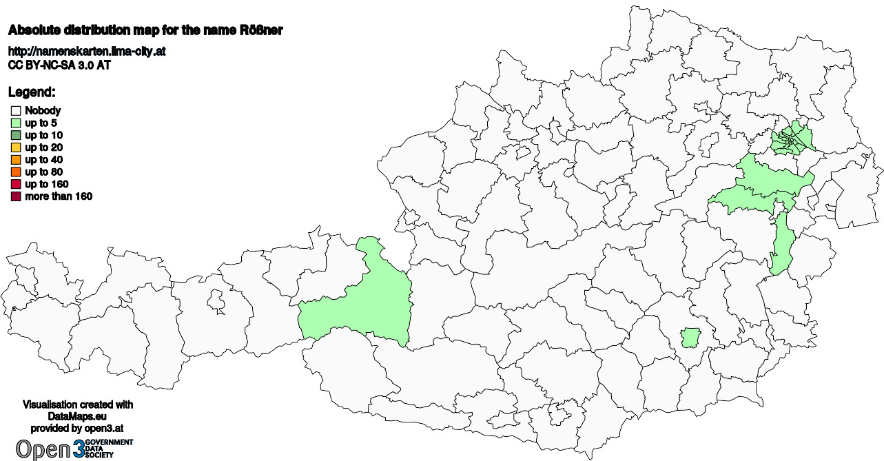 Absolute Distribution maps for surname Rößner