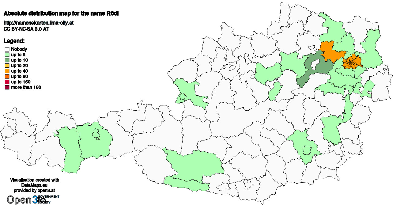 Absolute Distribution maps for surname Rödl