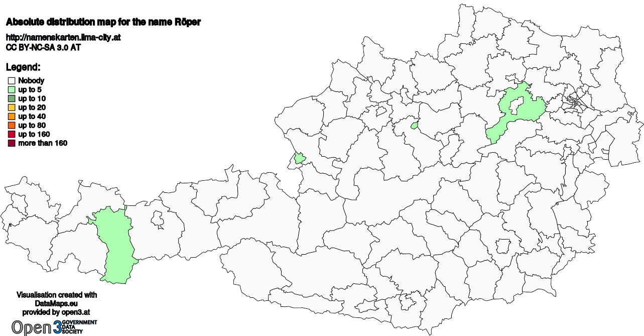 Absolute Distribution maps for surname Röper