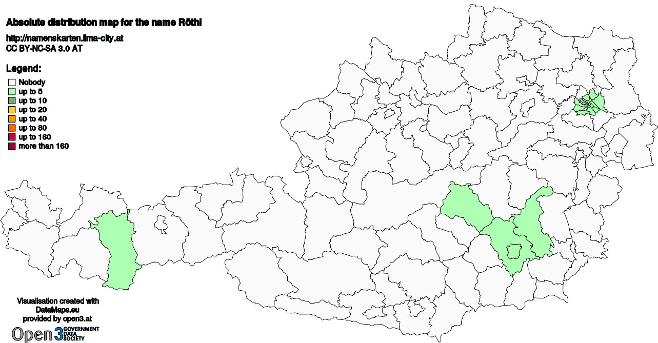 Absolute Distribution maps for surname Röthl