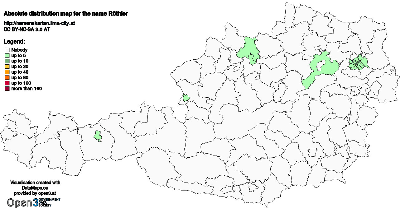 Absolute Distribution maps for surname Röthler