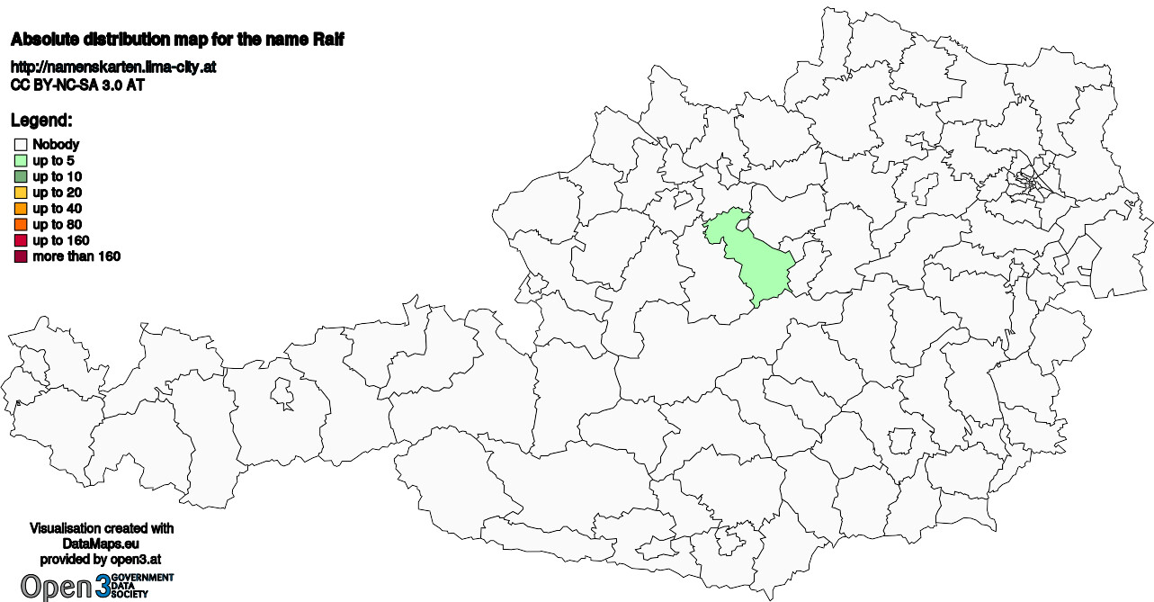 Absolute Distribution maps for surname Raif