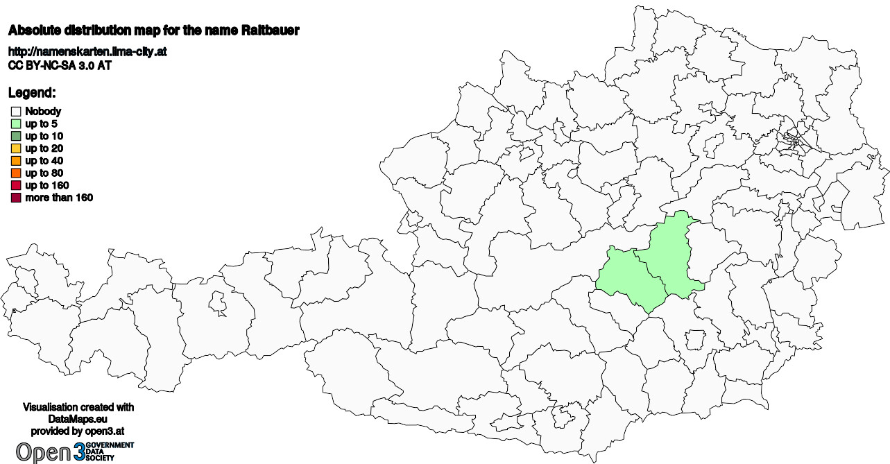 Absolute Distribution maps for surname Raitbauer