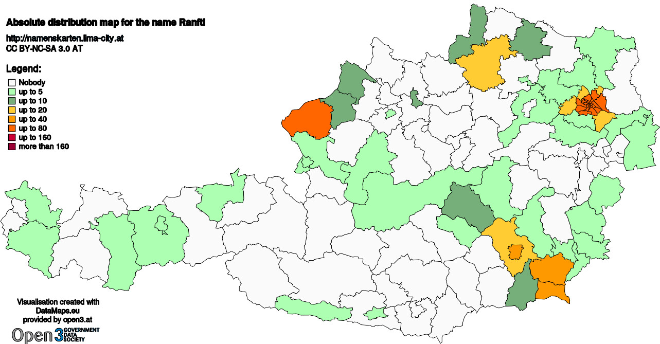 Absolute Distribution maps for surname Ranftl