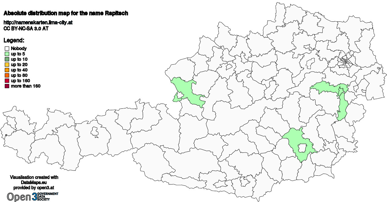 Absolute Distribution maps for surname Rapitsch