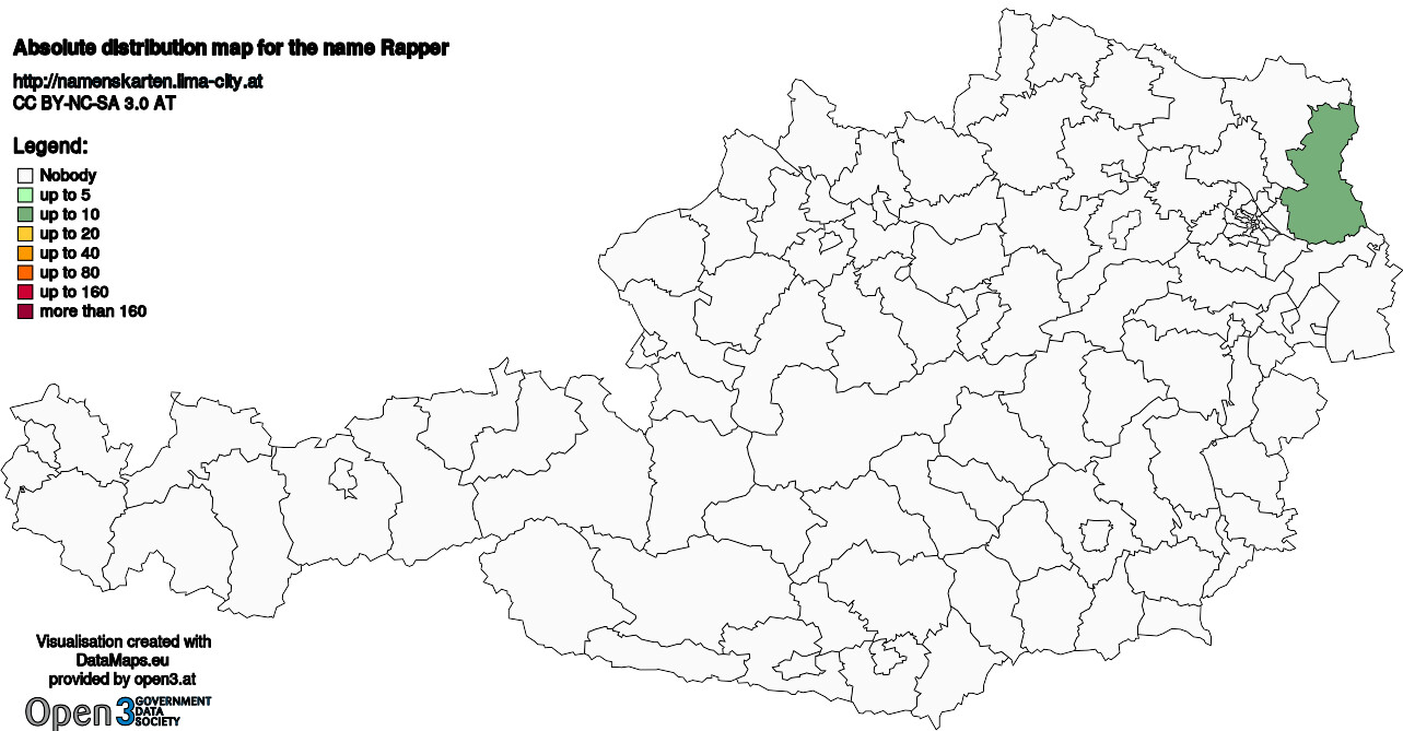 Absolute Distribution maps for surname Rapper