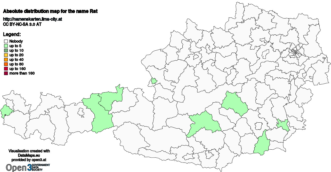 Absolute Distribution maps for surname Rat