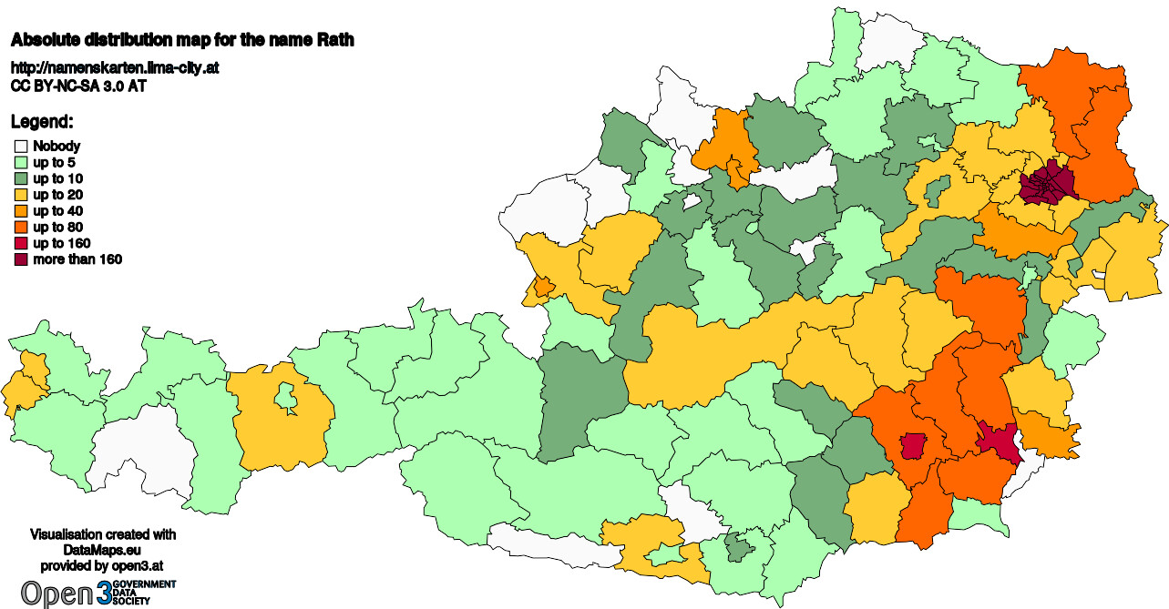 Absolute Distribution maps for surname Rath