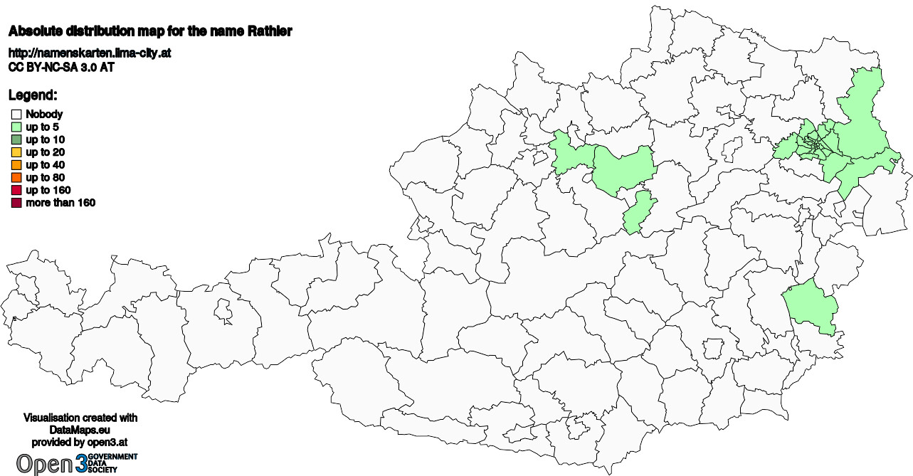 Absolute Distribution maps for surname Rathler