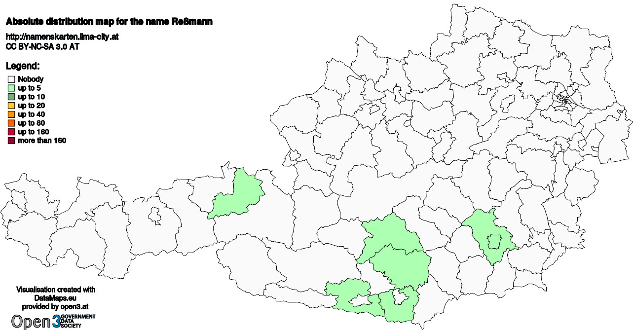 Absolute Distribution maps for surname Reßmann