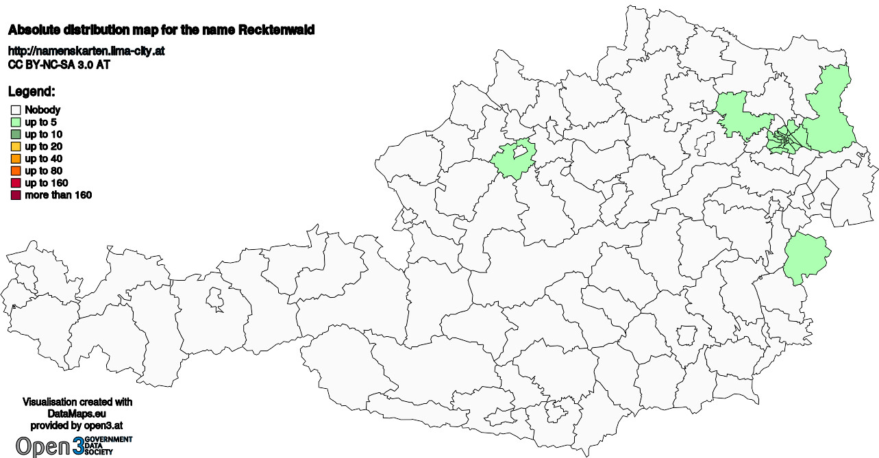 Absolute Distribution maps for surname Recktenwald