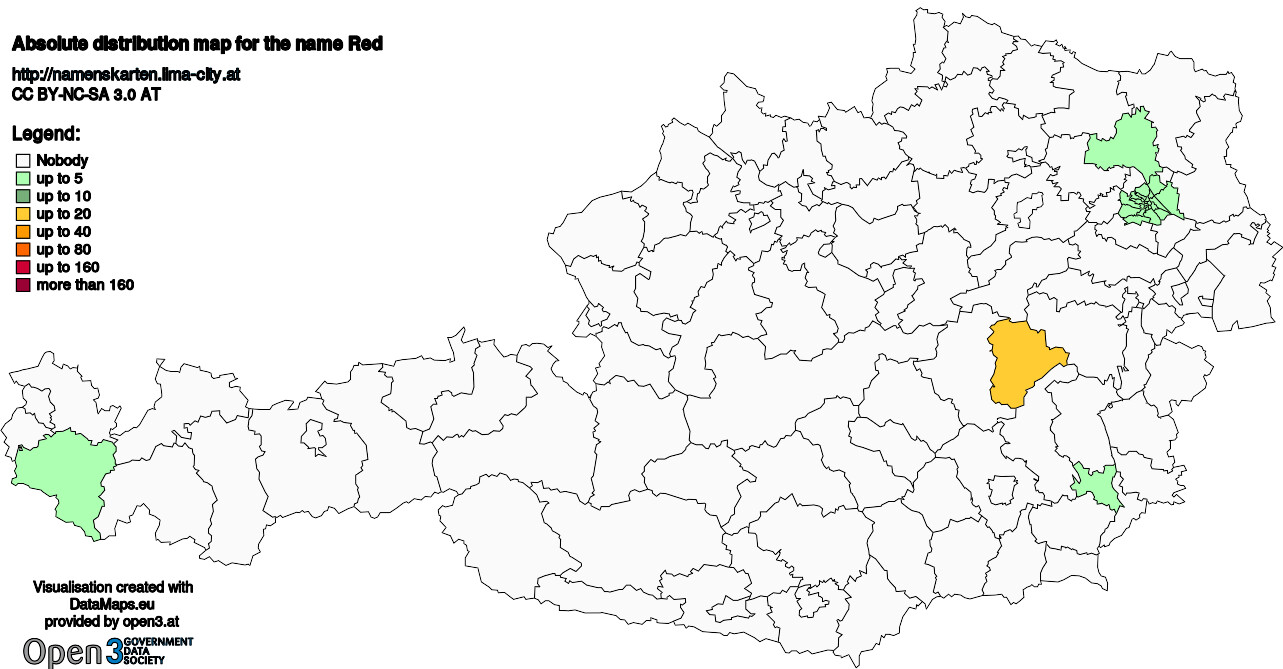 Absolute Distribution maps for surname Red