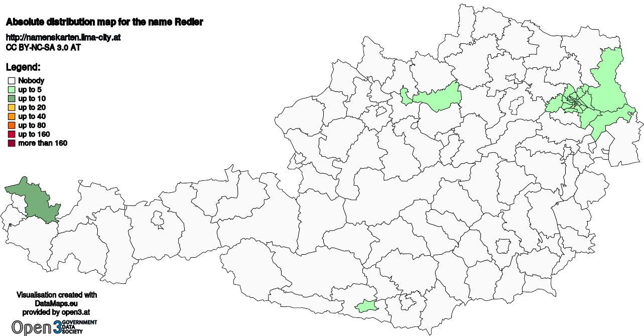 Absolute Distribution maps for surname Redler