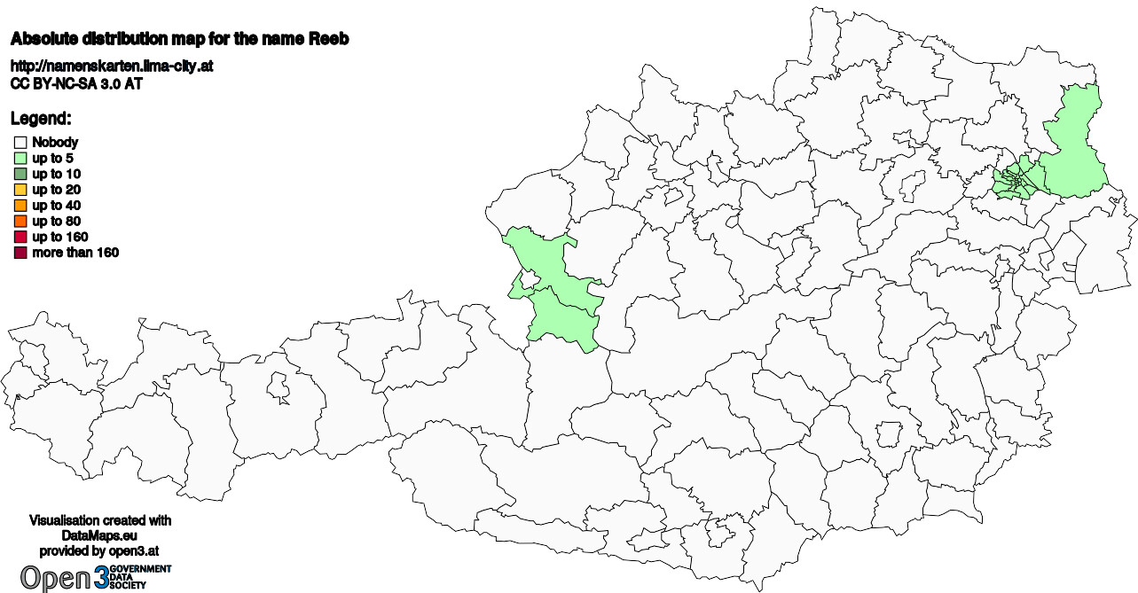 Absolute Distribution maps for surname Reeb