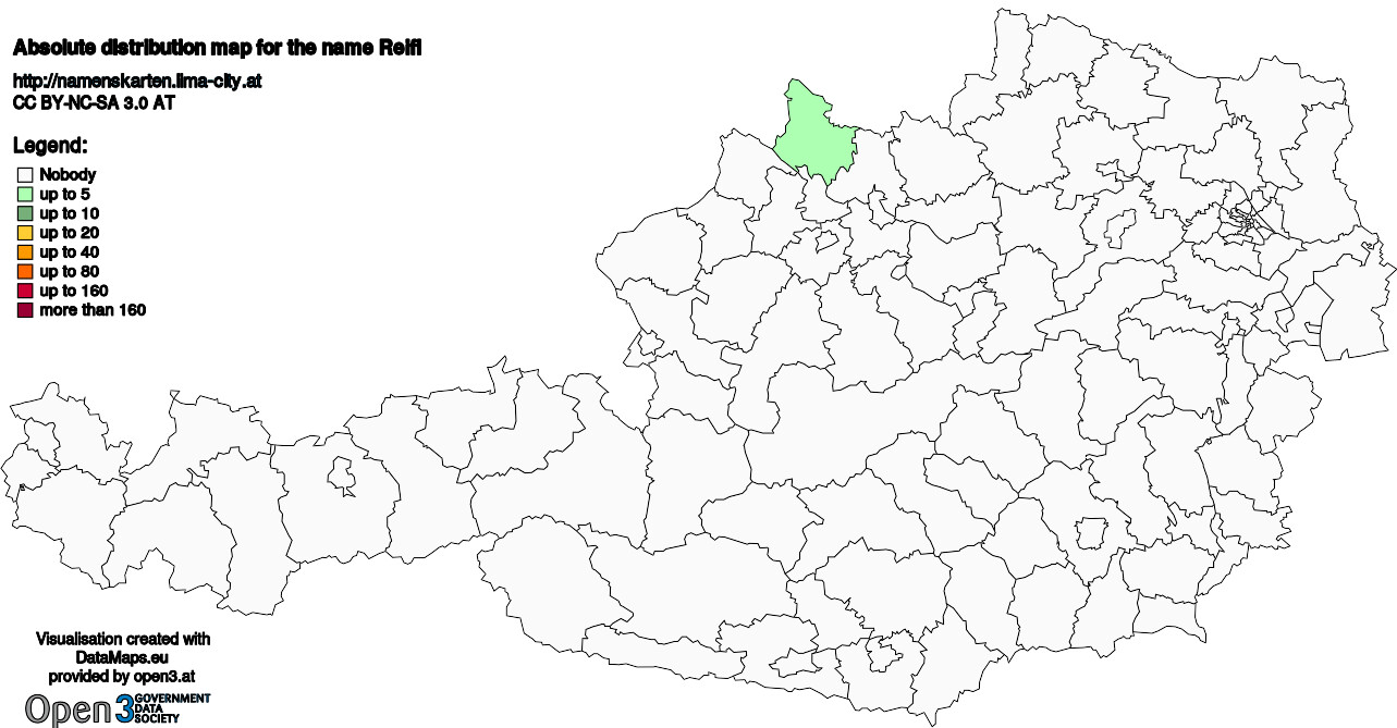 Absolute Distribution maps for surname Reifl