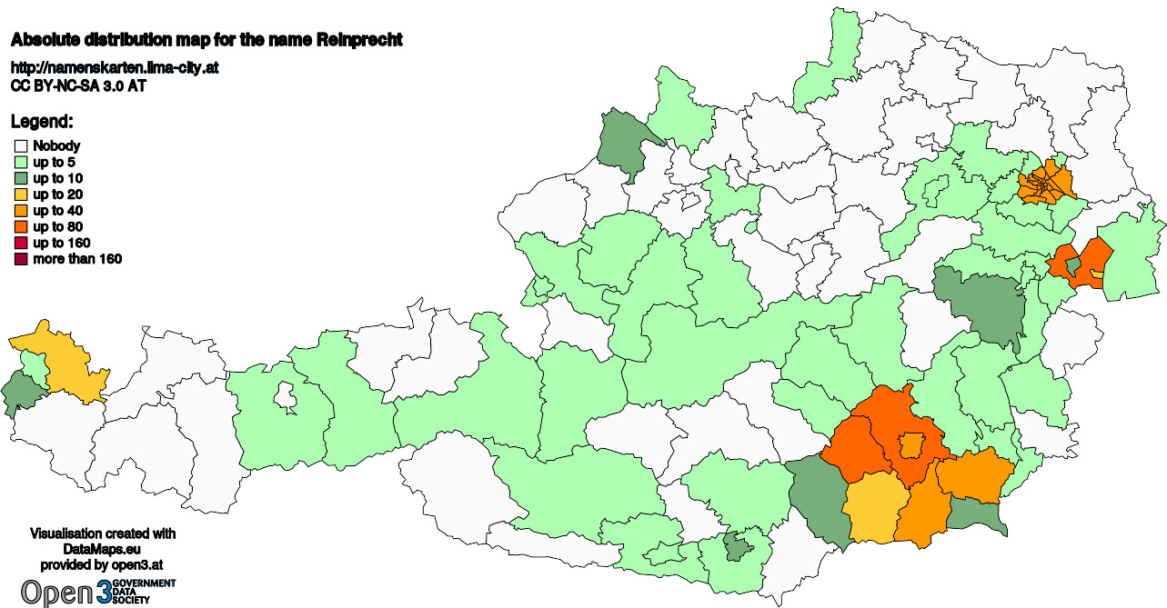 Absolute Distribution maps for surname Reinprecht