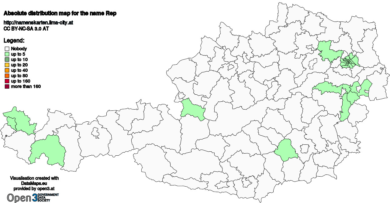 Absolute Distribution maps for surname Rep